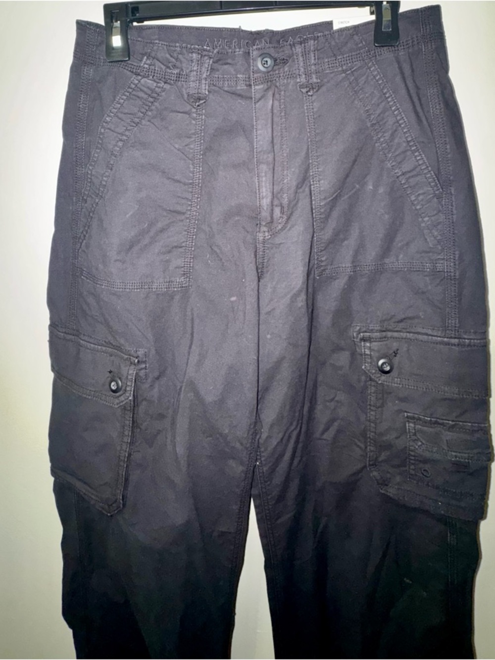 NWT American Eagle Outfitters Black Cargo Pants "Baggy Jogger" - Picture 2 of 11